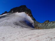 Becca di Faudery e la cresta col nevaio da risalire