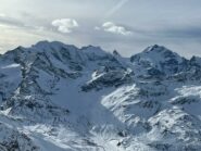 Vista dalla cima sui Palù e Bernina