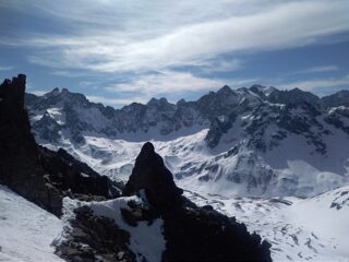 Glacier d'Arsine con a dx Montagne des Agneaux e Pic de Neige Cordier davanti a Barre e Dome
