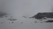 Partenza dal ghiacciaio di Indren con visibilità limitata