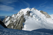 Maudit e Monte Bianco visti dai pressi delle roccette finali
