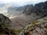 Bassa di Schiantalà superiore, cresta di Rostagno e Costabella del Piz vista salendo la Montagneta
