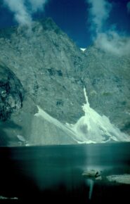 14 agosto 1976 Il lago della Rossa con il ghiacciaio