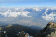 vista verso Aosta, sullo sfondo dal Monte Bianco al Grand Combin