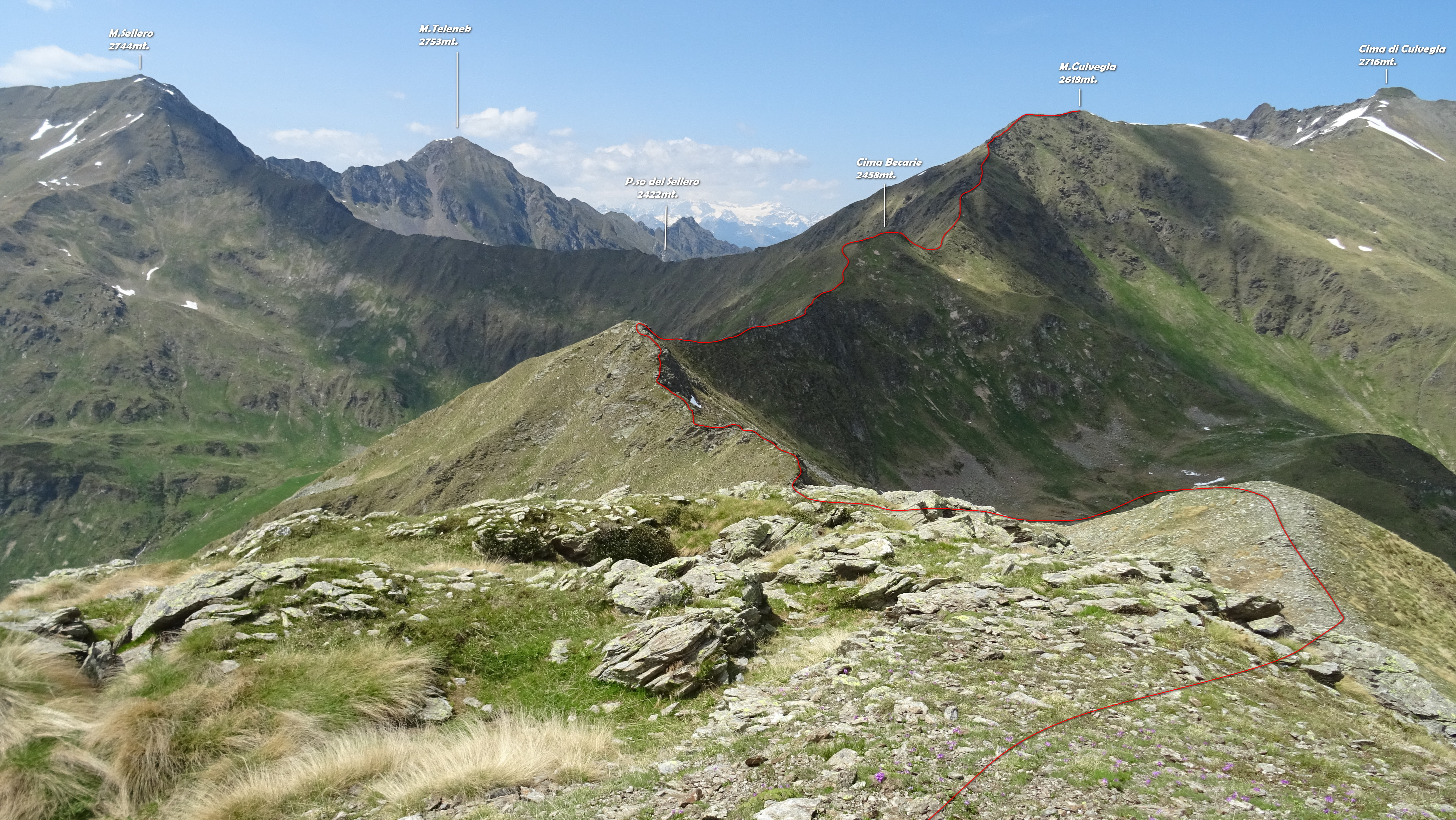 Traccia di discesa fatta dal M.Culvegla,vista dalla cima del M.Largone.