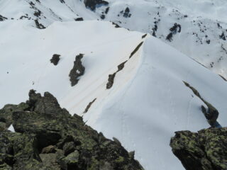 la cresta nevosa, vista dalla vetta