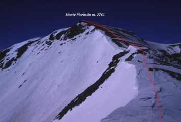 la cresta che porta in vetta al Monte Pierassin (24-3-2002)