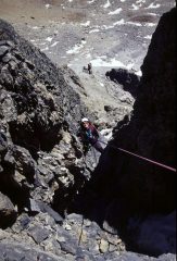 calata in doppia lungo il camino terminale del Brec (24-6-2002)