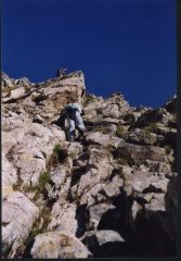 Canalino di salita poco dopo la Bassa del Druos