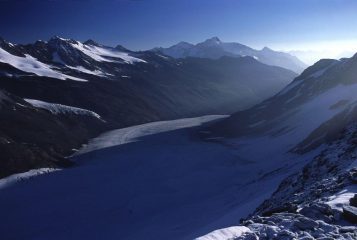 le prime luci del sole sul Ghiacciaio Hintereis Ferner (21-8-2002)