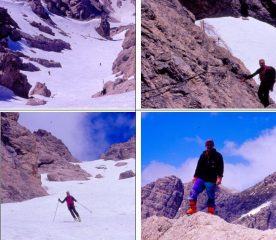 1) e 2)Canale di S. Colomba 3)ferrata 4)in vetta,in 2° piano le Torri di Casanova