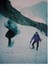 Salendo all'Aig.de Glacier dalla via normale...