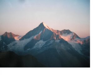 Il Weisshorn salendo al Rimpfischorn da Fluhalp allìalba
