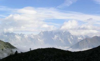 Dente del Gigante e Jorasses dal Lago d'Arpy