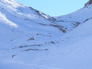 Il canalino finale lavorato dal vento