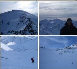In senso orario: 1)la non difficile cresta Nord 2)panorama sul Sesvenna 3) e 4) canalone di discesa