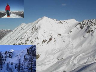 Pendio finale, io in vetta e la discesa dalla quota 2463 mt.
