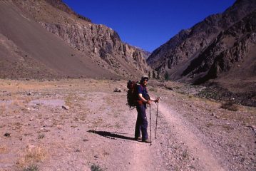 la partenza da Penitentes per Pampa de Lenas (8-1-2005)