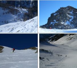 In senso orario:1)Kamelisen Alm 2)la vetta 3) e 4)discesa diretta dalla vetta per il canale esposto ad Ovest