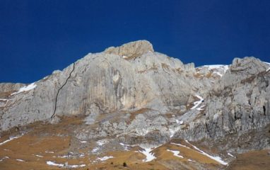 Vista della parete con itinerario