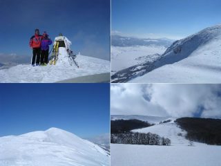 Dall'alto in senso orario: 1) In cima con l'amico Virgilio 2) Sullo sfondo Pescocostanzo 3) La cima di Monte Rotella da Cima Della Fossa 4) Che firme !!! su neve immacolata