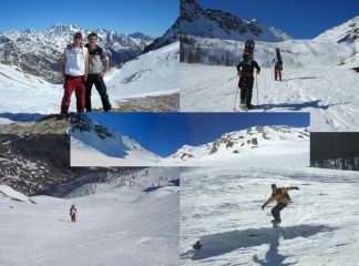 da sx: al colle, salendo, roby in salto e panoramica in centro