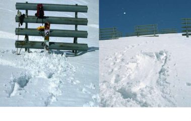 Scivolata su ventata da riporto sui paravalanghe