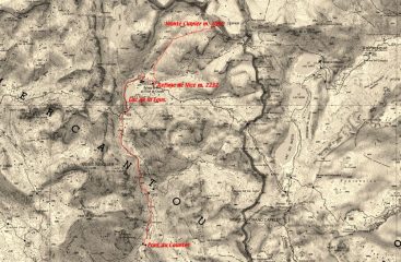 stralcio di carta IGN e via di salita