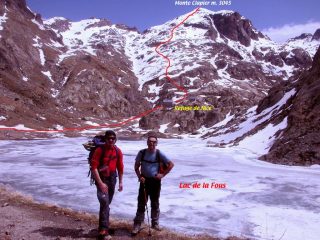 la via di salita seguita vista dal Lac de la Fous (21-5-2005)