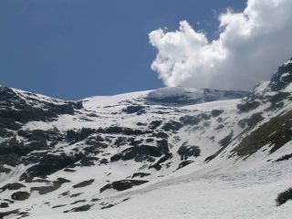 Parte iniziale  canale di salita  a  destra
