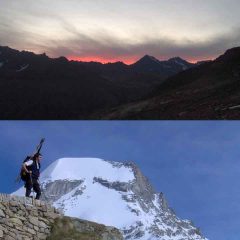Tramonto dal rifugio e Scaltro in salita