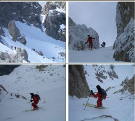 1)in salita vicino ai salti di roccia (sullo sfondo Forchetta di S.Colomba) 2)3)4)discesa dalla vetta