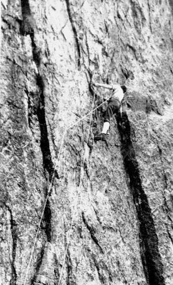 Nito Staich nel 1950 apre la direttissima, foto  d'epoca sul primo tiro