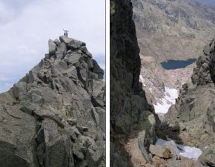 a sx cuspide sommitale, a dx canale verso Cinco Lagunas