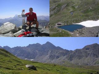 la croce,il rifugio e il lago Verde e la vetta vista da lontano