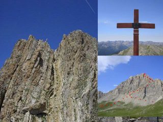 il canalino finale,la croce e una panoramica della parete sud