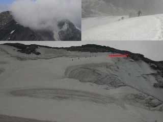 l'Ortles annebbiato e il tratto finale con in evidenza il delicato traverso