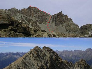 il versante sud fatto in discesa e la punta Dante vista dalla Michelis