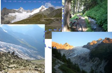 1-Verso Gran Ferret ghiacc.Predebar e spolverata mont Dolent 2-Verso Fenetre Arpette sopra Champex 3-Discesa dall'Arpette ghiacc.Trient 4-Tramonto sul Trient dallo chalet des Glaciers