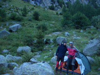 Con Marco allo Chalet des Glaciers (con tenda e mtb dentro)