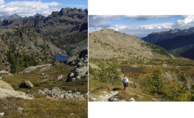 Vista dal Gran Lago verso il Barbustel, scendendo dal Colle del Lago Bianco