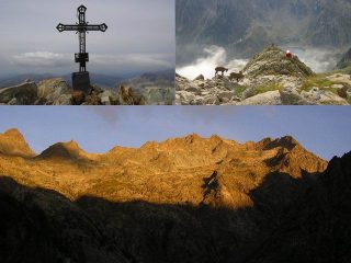 croce di vetta,bivacco Baus e alba sull'Argentera