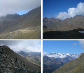 in senso orario 1)Col Invergneux 2)alta v. Grauson con l'Emilius al centro 3)panorama sul gruppo del Granpa 4)dal passo verso il lago Ponton