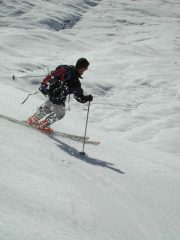 Eraldo in azione sulla seconda discesa della giornata