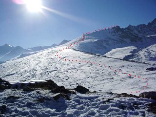 l'itinerario seguito visto dalla vetta del monte tivoli