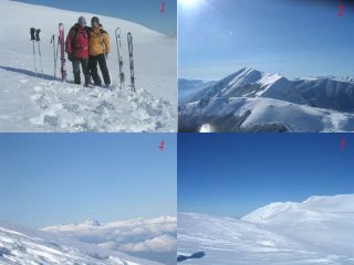 1) Con Giuseppe sulla cresta del Fondo Valle; 2)Il Porrara dal suo versante NO; 3)Sullo sfondo quota 2500; 4)Sullo sfondo il gruppo del Gran Sasso;
