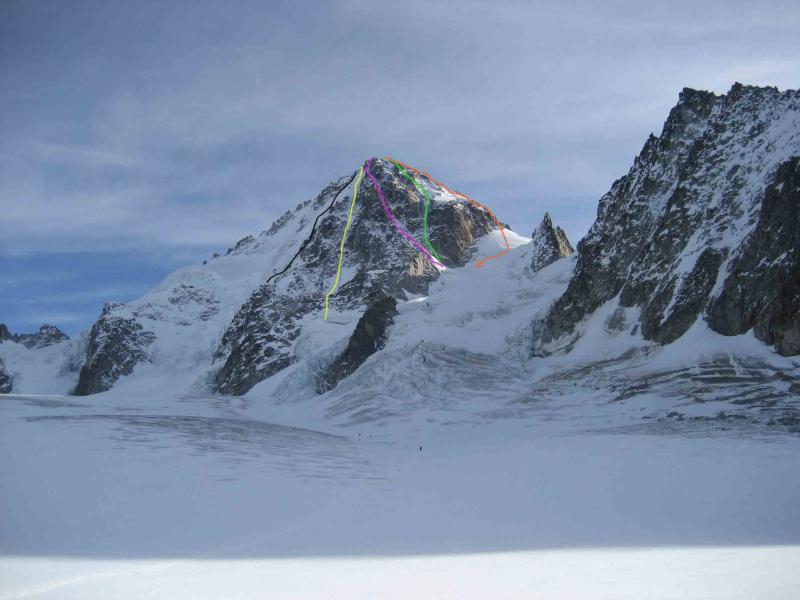 in viola l'escarra, in verde la bettembourg, in giallo la feutren, in nero il migot e in rosa la discesa