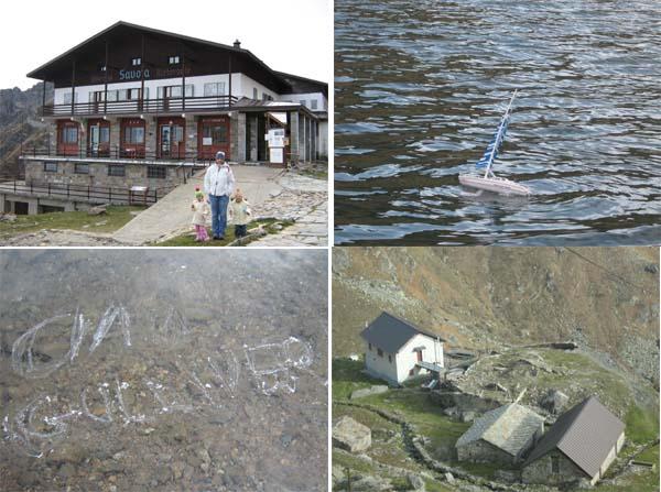 Rifugio Savoia, barchetta in navigazione, messaggio ai gulliveriani on ice... rifugio Rosazza