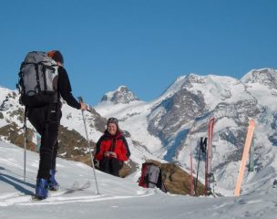l'arrivo con lo spettacolo del Monte Rosa