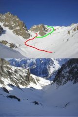 1 in rosso per l'Enchiusa, in verde l'Auto Vallonasso 2 dal colle uno sguardo in giù